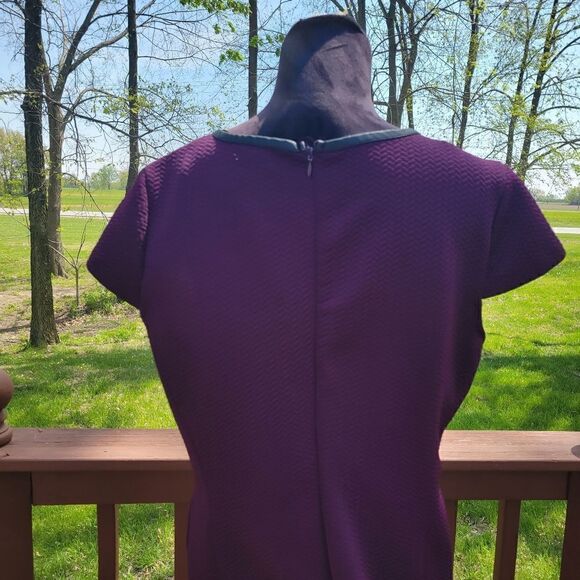 Liz Claiborne Ladies Dress Shift Short Sleeve Round Neck with Pockets Purple XL - Picture 6 of 13